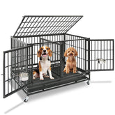 Homey Pet 43 Inch Dog Crate front view shows space-saving design for multi-pet homes