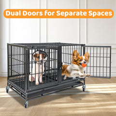 Homey Pet 43 Inch Dog Crate wheels provide effortless room-to-room movement