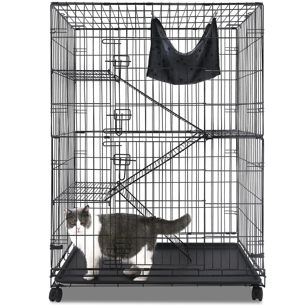 Homey Pet 50-inch cat cage front view shows spacious interior for multiple cats.