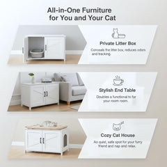 Homhedy cat litter box enclosure side door closeup highlights easy scooping with double doors