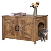 Homhedy cat litter box enclosure showcases rustic walnut design for discreet pet space integration