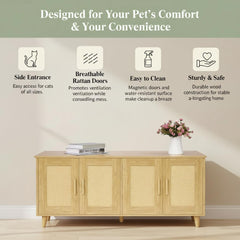 Homhedy double-rattan doors emphasize chic design that blends with home decor.