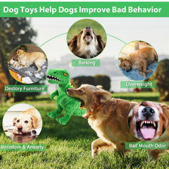 Homounter dinosaur plush toy with reinforced stitching supports tough chewing sessions.