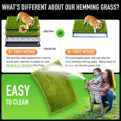 Hompet dog grass pad drainage holes highlight quick liquid drainage for clean paws.