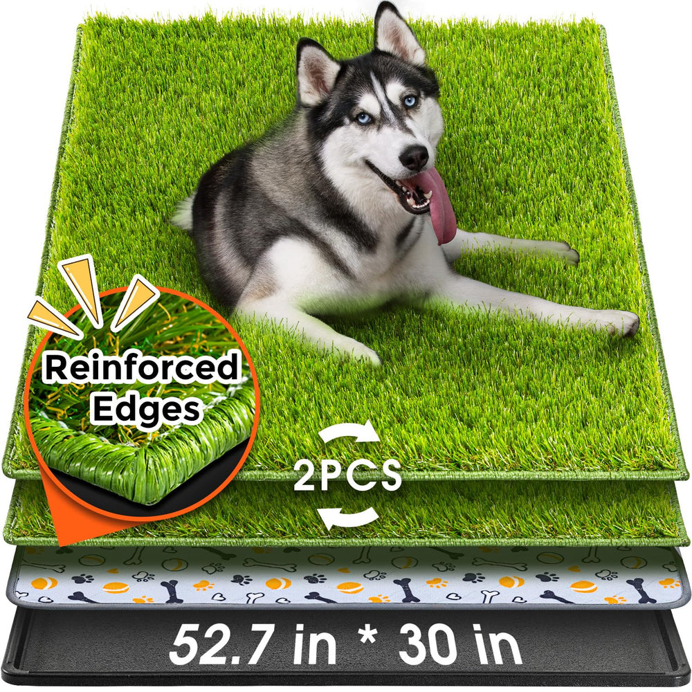 Hompet dog grass pad top view showcases a large potty area.