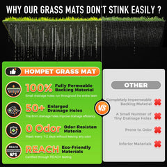 Hompet replacement turf hemming highlights chew-resistant, durable design.