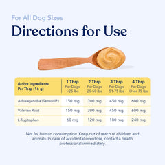 Honest Paws calming peanut butter label and USA-made badge signaling quality and safety.