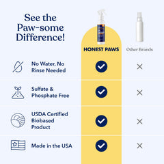 Honest Paws coconut mango label highlights fragrance and easy use