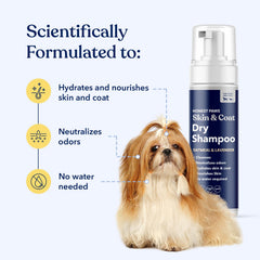Honest Paws dry shampoo foaming lather coats for shiny, clean appearance.