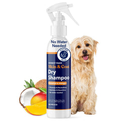 Honest Paws dog dry shampoo bottle with pump for quick waterless cleansing