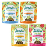 Honest to Goodness dog treats front view, four flavor pack for versatile rewards.