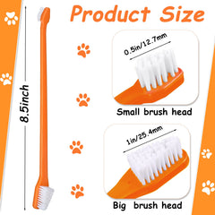 Honeydak dual-headed pet toothbrush showcases large and small heads for different teeth.