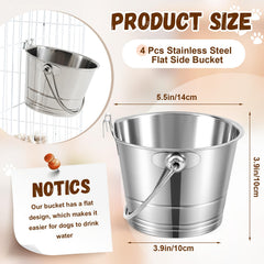 Honeydak flat-sided pail dual-hooks side view highlights compact, cage-friendly design.