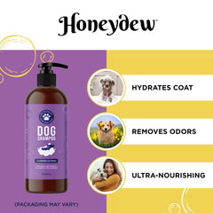 Honeydew dog shampoo foamy lather close-up highlights oatmeal cleansing