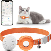 Rastreador de gato HONGTOP H con collar naranja ligero para comodidad diaria.