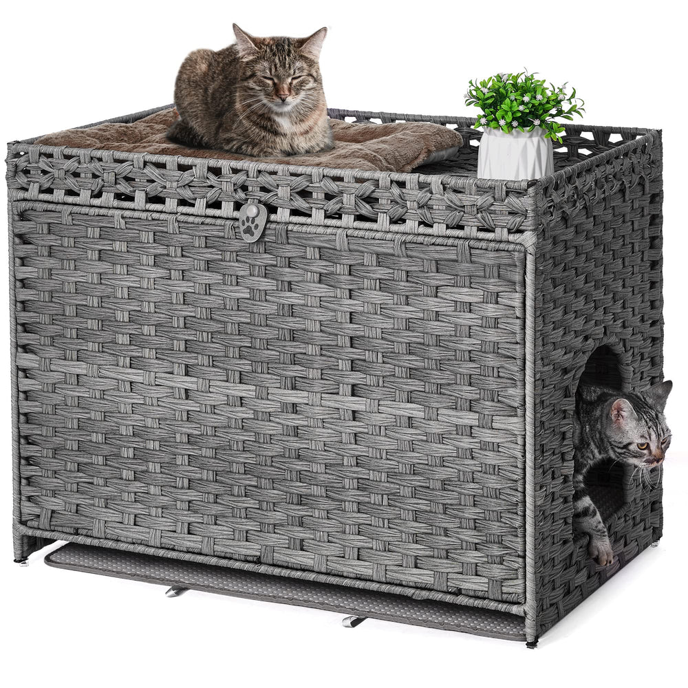 Honiakaka cat litter box enclosure front view showing accessible entrance