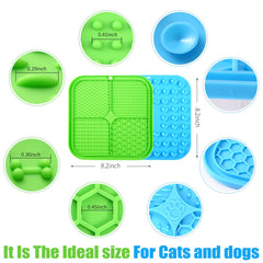 Honomastry lick mat closeup dog promotes interactive licking to reduce stress and extend play.