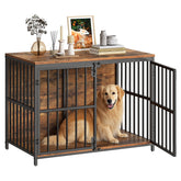 HOOBRO 38-6 inch dog crate side table assembly shows space-saving pet nook