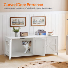 HOOBRO cat litter box enclosure dual doors entry view eases cat access and privacy