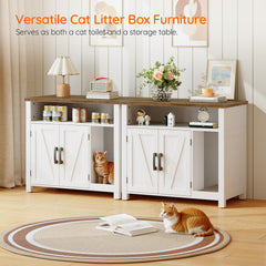 HOOBRO cat litter box enclosure privacy door closeup showing odor control and tidy space