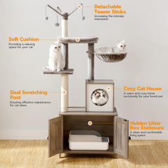HOOBRO Cat Tree Tower multi-level decks support climbing, resting, and enrichment for cats