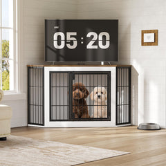 HOOBRO decorative-dog-kennel-end-table provides extra surface and integrated crate.