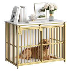 HOOBRO dog crate furniture 36.6-inch wide view shows sturdy frame and top surface
