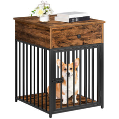 HOOBRO dog crate furniture front view with sturdy frame for small dogs