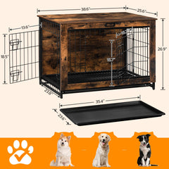 HOOBRO dog crate furniture interior space shows generous room for mid-size dogs.