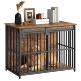 HOOBRO dog crate furniture left view shows sturdy frame for durable confinement