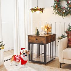 HOOBRO dog crate furniture side view highlighting top surface for decor