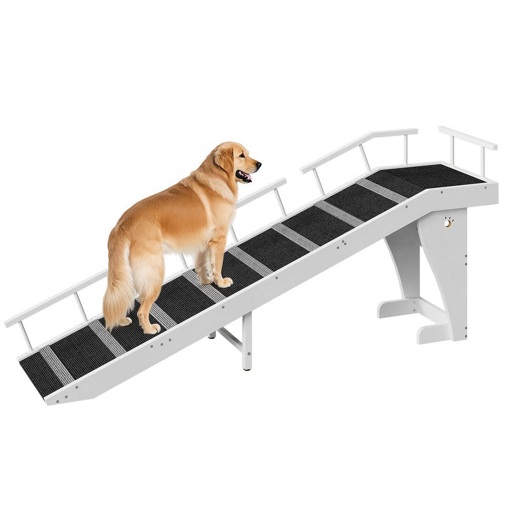 HOOBRO dog ramp bed long view shows gentle incline for easy elevation