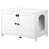 HOOBRO front view of the litter box enclosure blends with home decor for a calm, tidy space.