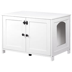 HOOBRO front view of the litter box enclosure blends with home decor for a calm, tidy space.