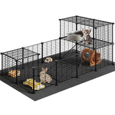HOOBRO guinea pig cage waterproof mat close-up showing mess-free flooring