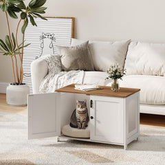 HOOBRO enclosure interior with divider showing organized space for litter box separation.