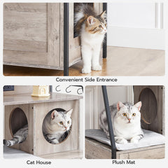 HOOBRO two-tier shelves for cat supplies neatly organized.