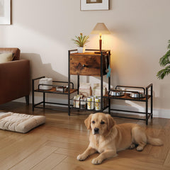 HOOBRO raised dog bowl stand side view shows elevated height for comfortable feeding.