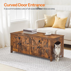 HOOBRO tv stand cat house shows open doors for easy cat entry and exit