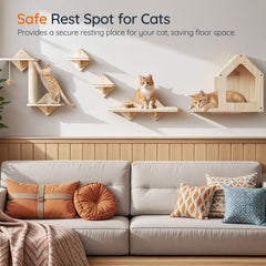 HOOBRO Wood Cat Wall Shelves cat house offers privacy and cozy retreat