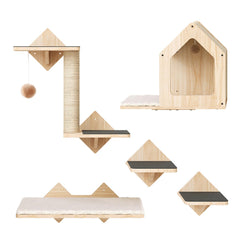 HOOBRO Wood Cat Wall Shelves large platform for lounging and stretch