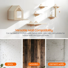 HOOBRO Wood Cat Wall Shelves climbing-post encourages climbing and claw care