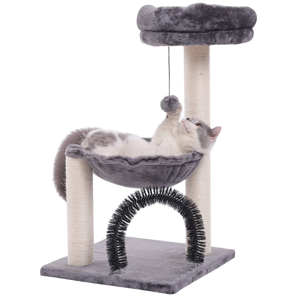 HOOPET cat tree top platform view offering elevated perch for curious indoor cats.