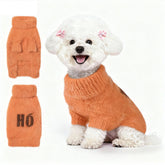 Hopengiu small dog furry pullover orange closeup reveals cozy texture for chilly days.