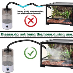 Hoqqf ultrasonic mist delivers fine humidity for reptile comfort.