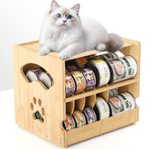HOSASSPER upgraded bamboo cat food can organizer assembly for quick setup