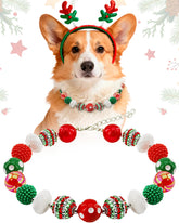 Hosiwei Christmas dog collar with red and green beads shines in festive photos for holiday memories