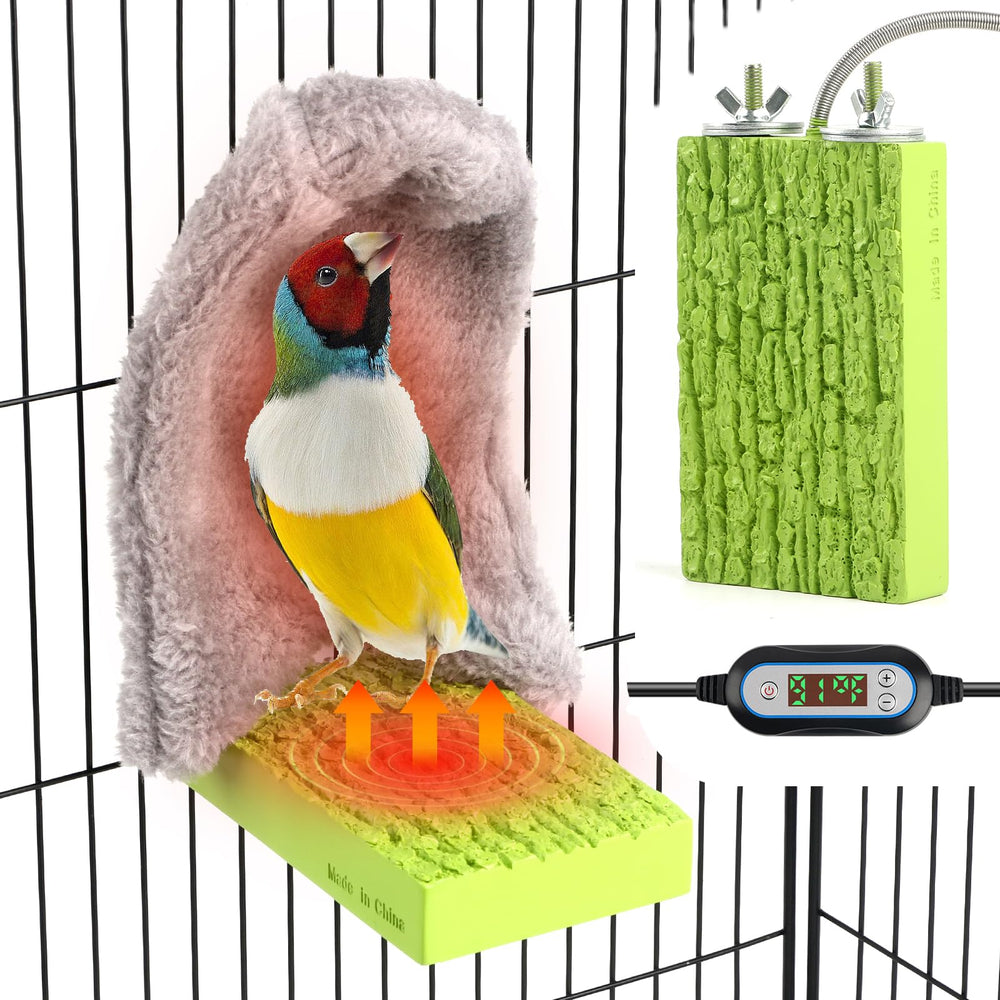 HOSUKKO bird heater for cage with stand provides warm perching.