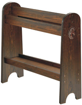 HOTCAN Pine Wood Saddle Rack front view highlights rustic wood grain for trophy saddle display