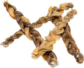 Hotspot Pets braided bully sticks packaged for dogs' rewards.